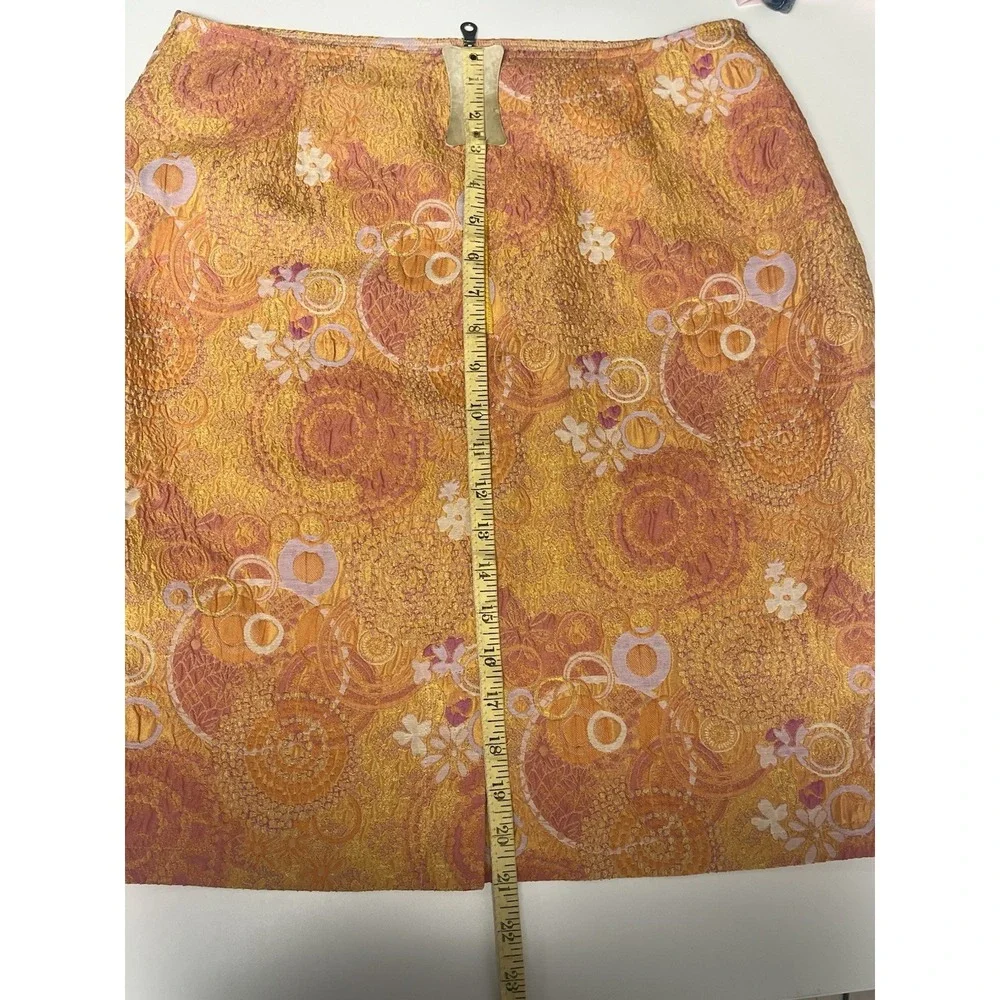 Tulip & Tatamo Floral‎ Brocade Bella Skirt Orange Mod Norway Medium Circles Slit